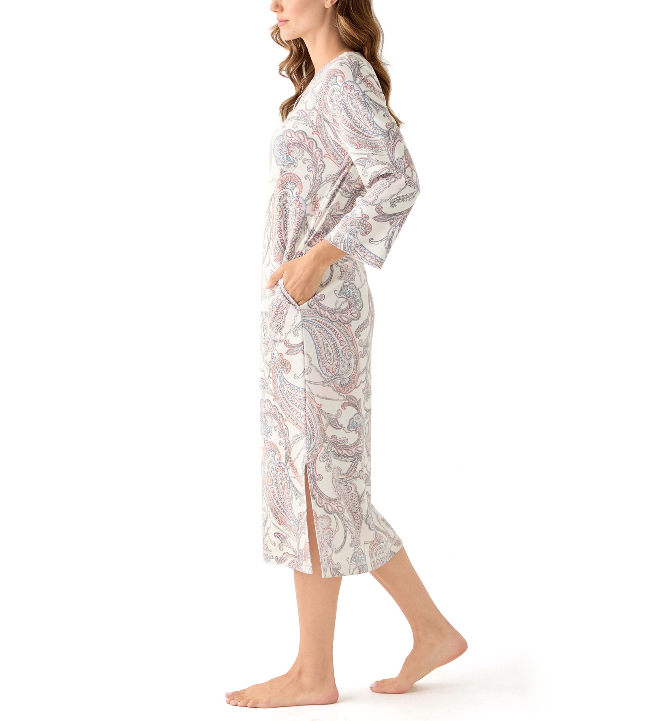 Womens Interlock Knit Long Robe