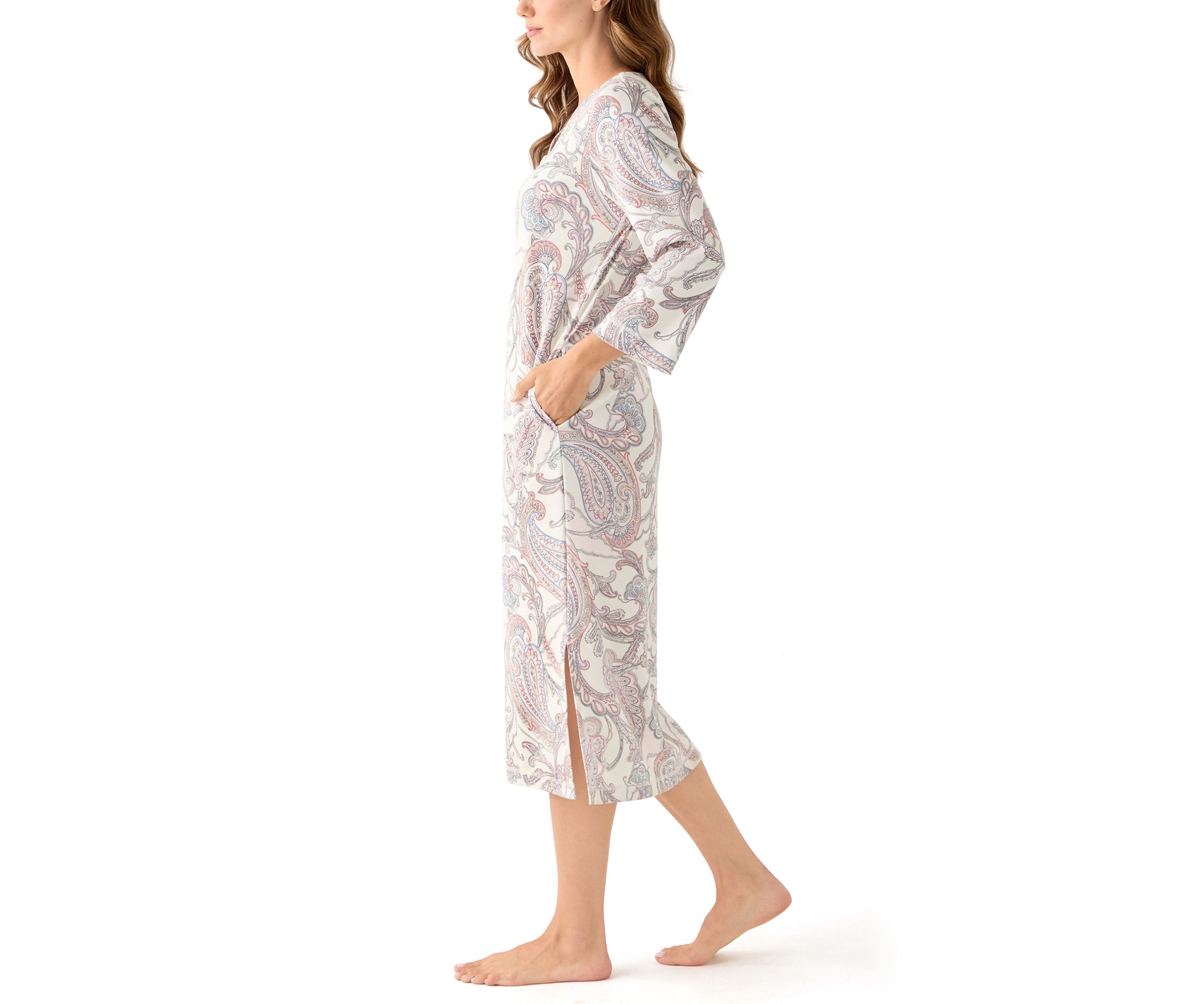 Womens Interlock Knit Long Robe