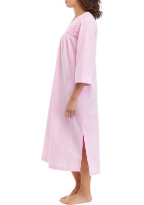 Women's Seersucker Long Zip Robe