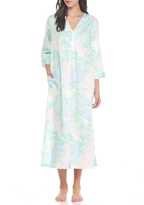 Miss Elaine Watercolor Long Zip Robe | belk