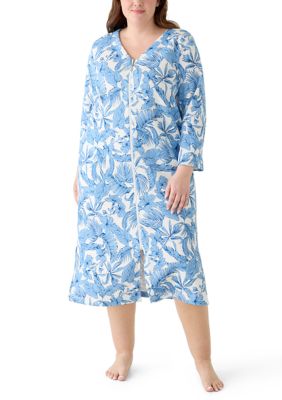 Miss Elaine Women's Plus Size Long Zip Quilted Robe