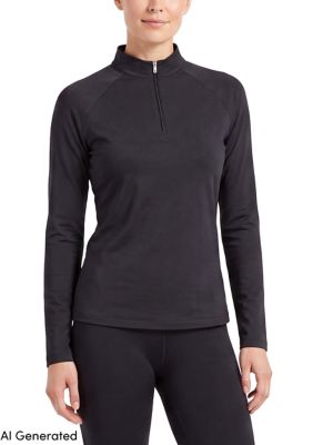 LANDS' END Women's Thermaskin 1/4 Zip Long Sleeve Top