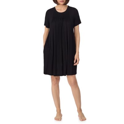 DKNY Sleepwear Women's Short Sleeve Sleep Shirt, Black, XL