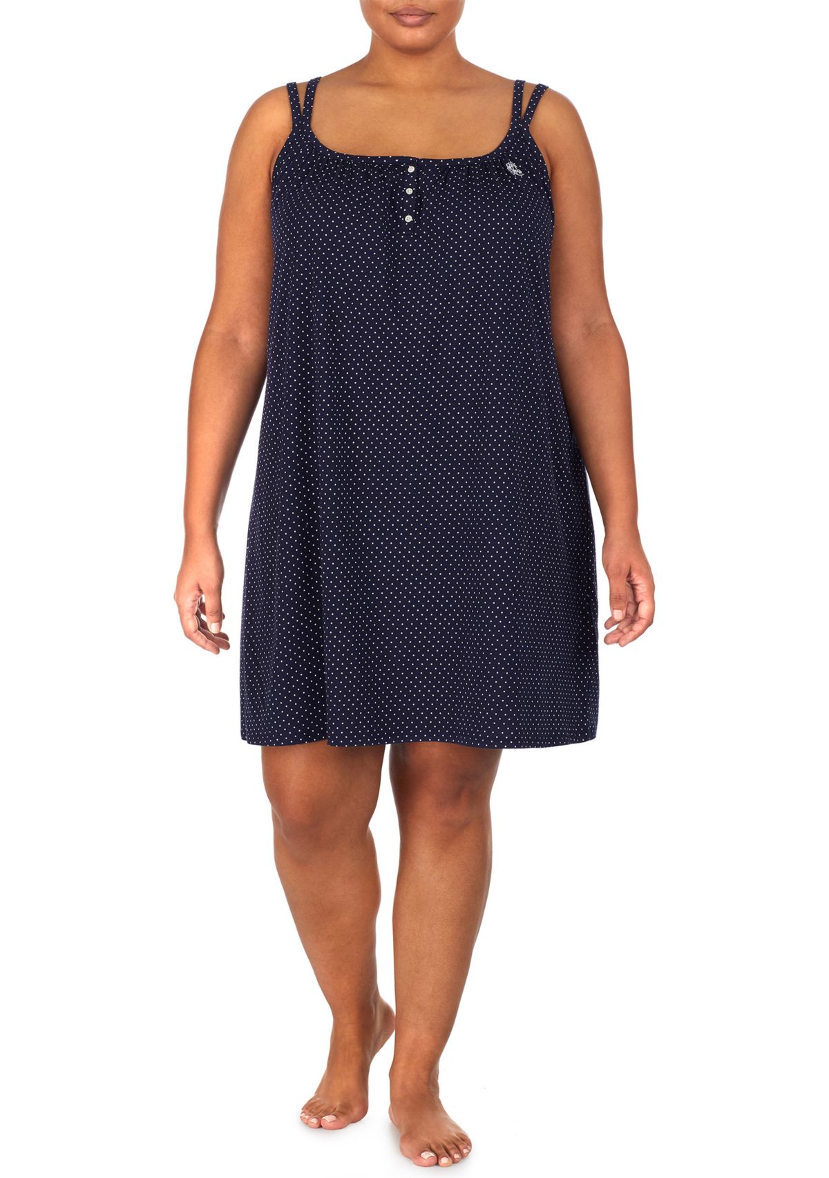 Plus Size Double Strap Short Gown