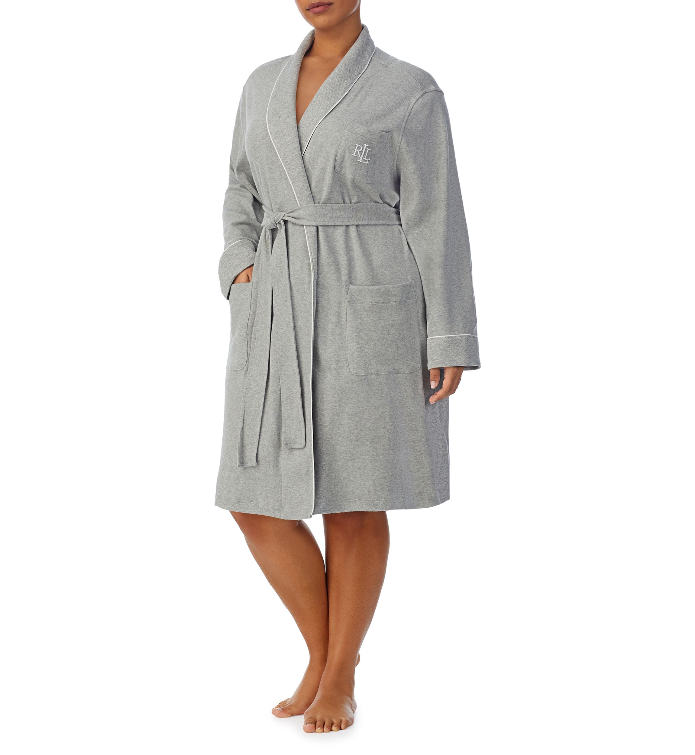 Plus Size Quilted Collar Robe