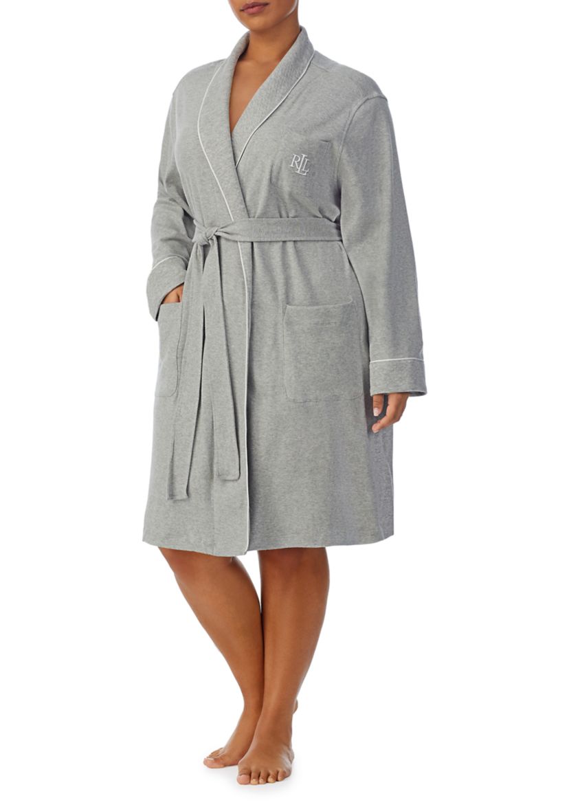 Plus Size Quilted Collar Robe
