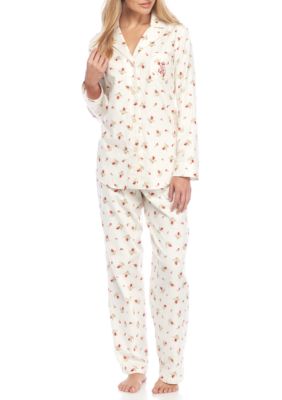 Lauren Ralph Lauren Petite Plaid Flannel Notch Pajama Set | Belk