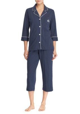 Lauren Ralph Lauren Women`s Printed Capri Pajama 2 Piece Set (Ivory  Floral(LN91805-299)/Blue, Small) : : Clothing, Shoes & Accessories