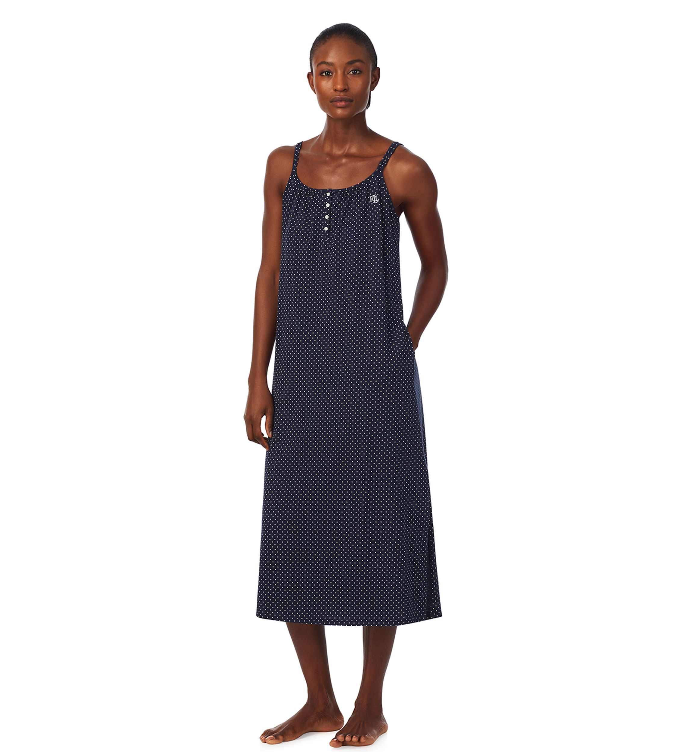 Double Strap Button Neck Ballet Gown