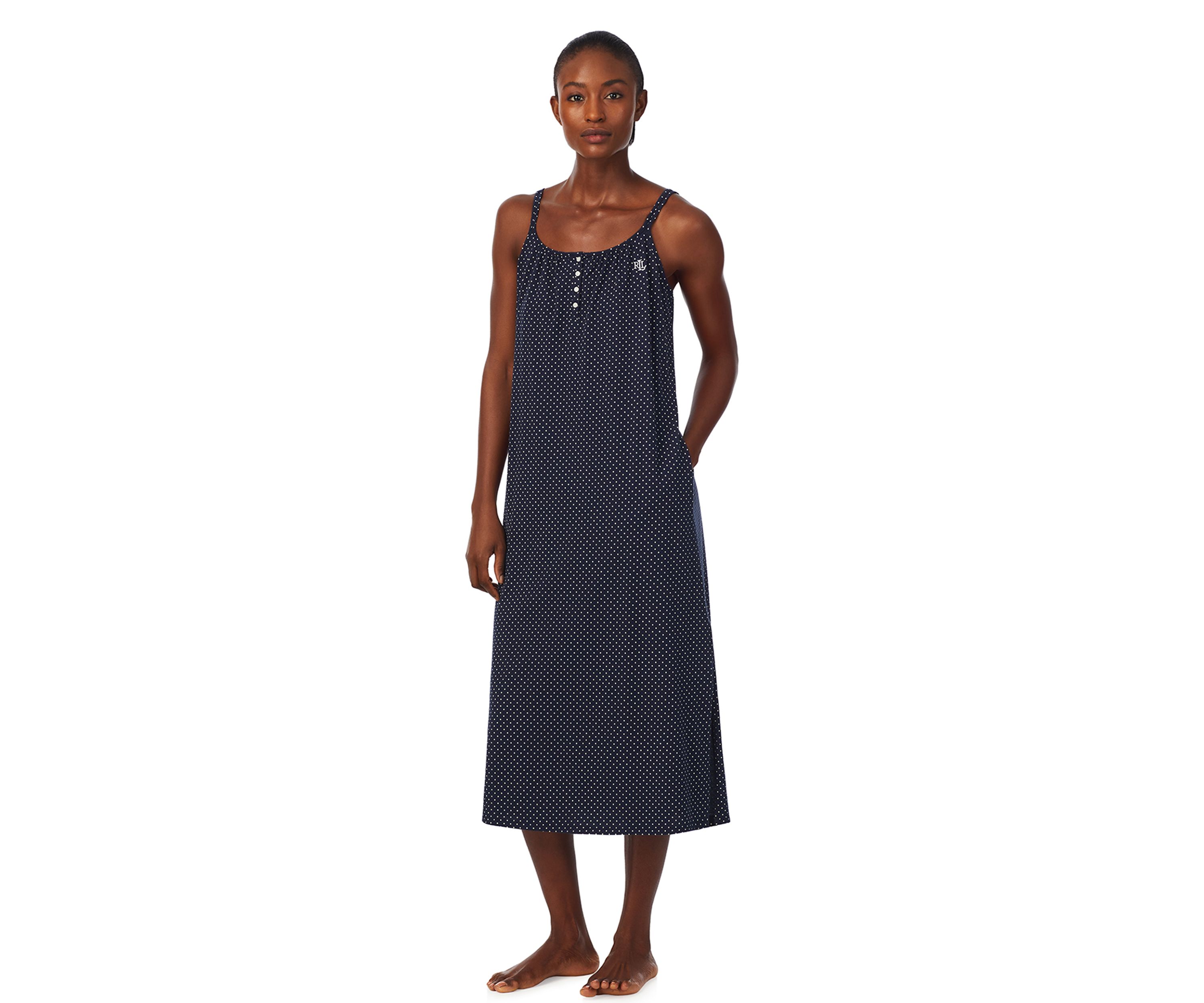 Double Strap Button Neck Ballet Gown