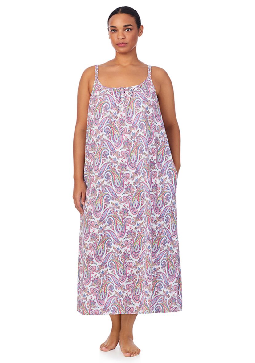 Plus Size Double Strap Button Neck Ballet Gown