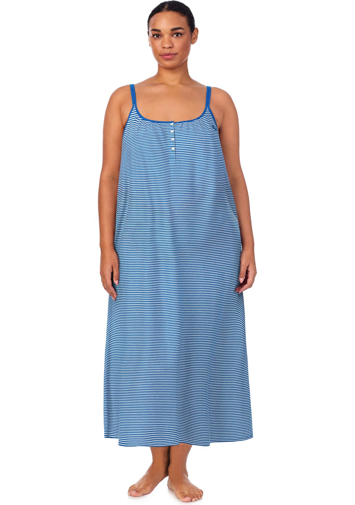 Plus Size Double Strap Button Neck Ballet Gown