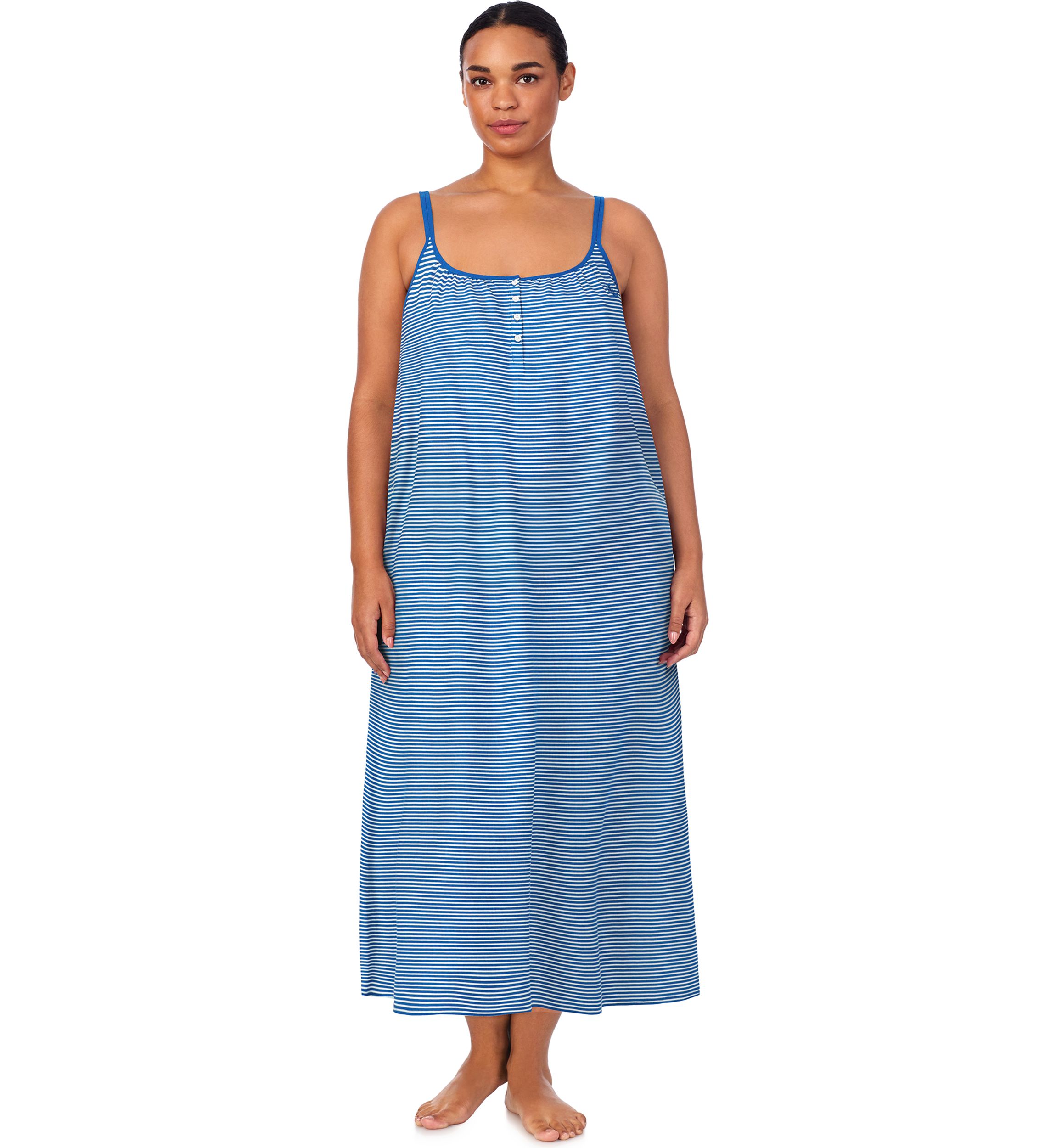 Plus Size Double Strap Button Neck Ballet Gown