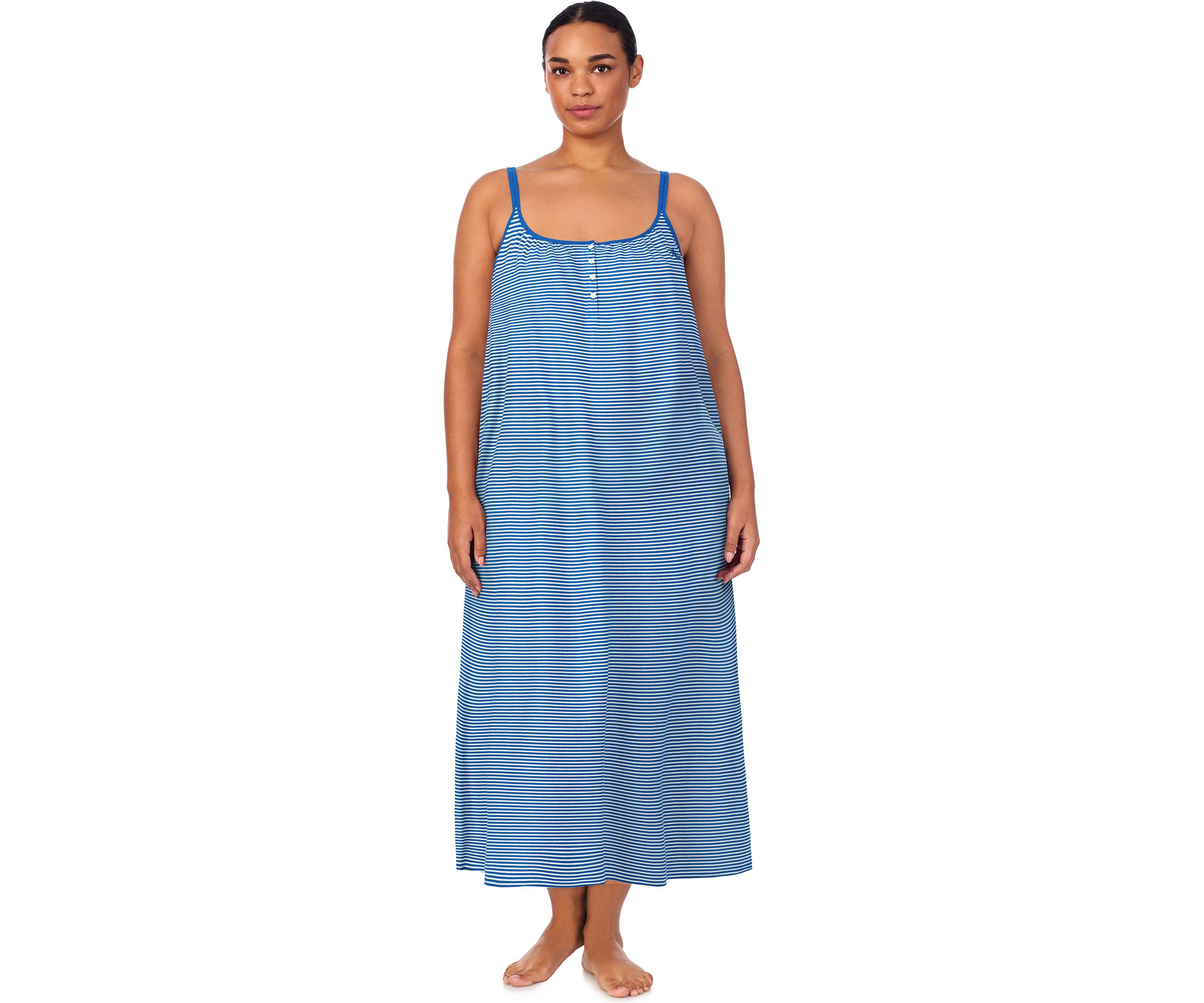 Plus Size Double Strap Button Neck Ballet Gown