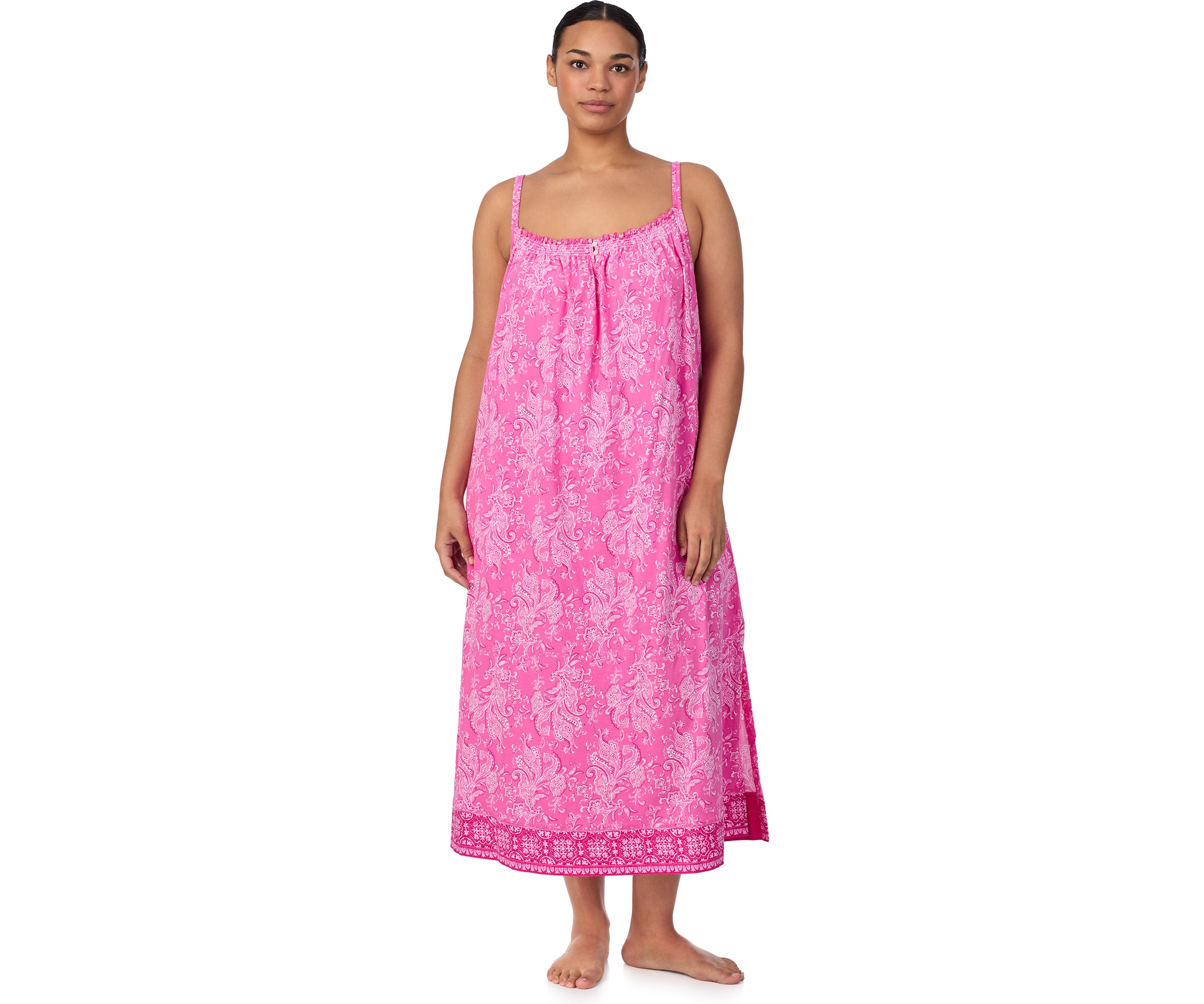 Plus Size Double Strap Smocked Neck Ballet Gown