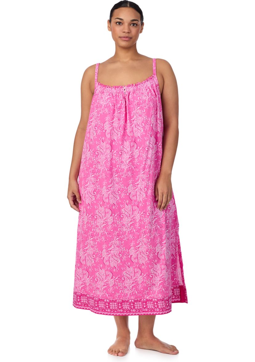 Plus Size Double Strap Smocked Neck Ballet Gown