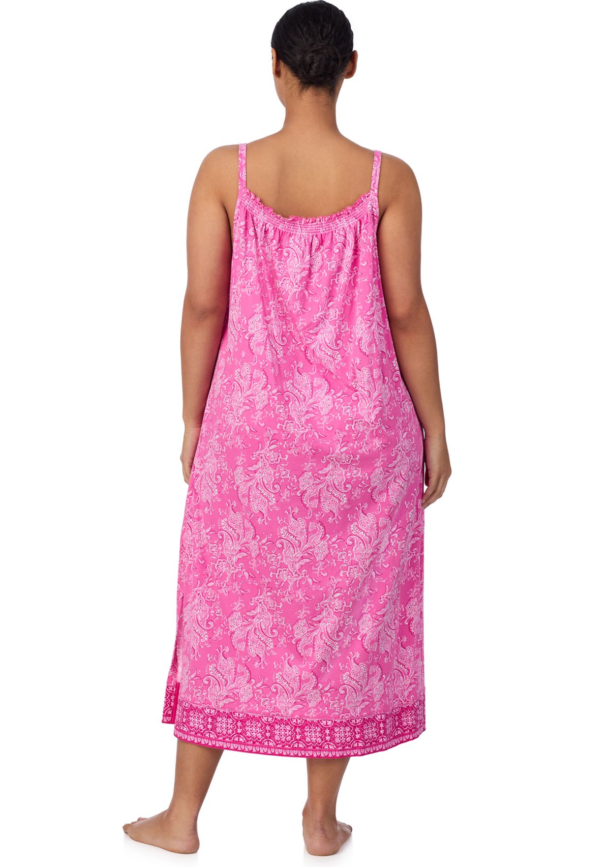 Plus Size Double Strap Smocked Neck Ballet Gown