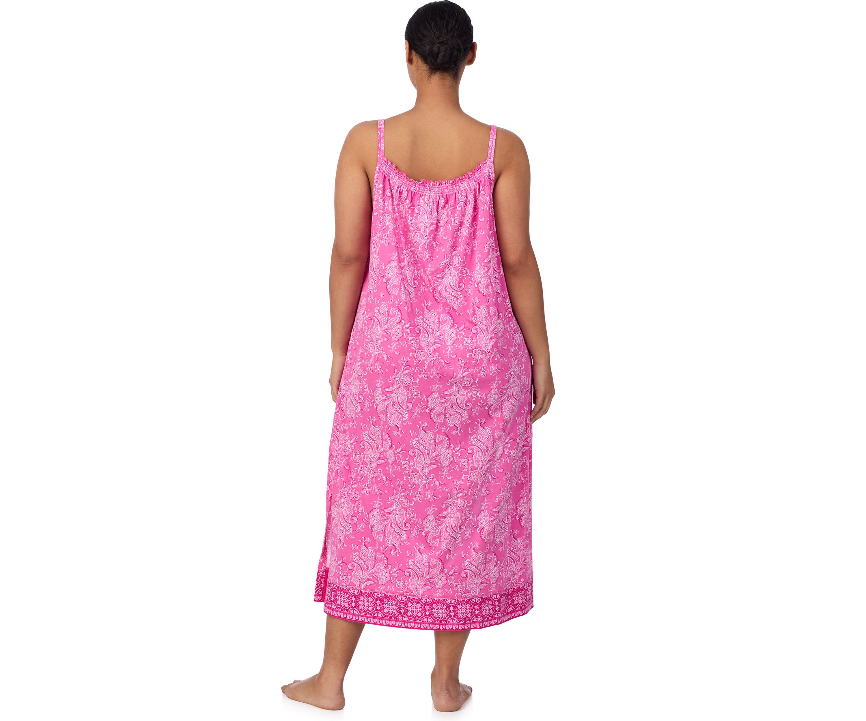 Plus Size Double Strap Smocked Neck Ballet Gown