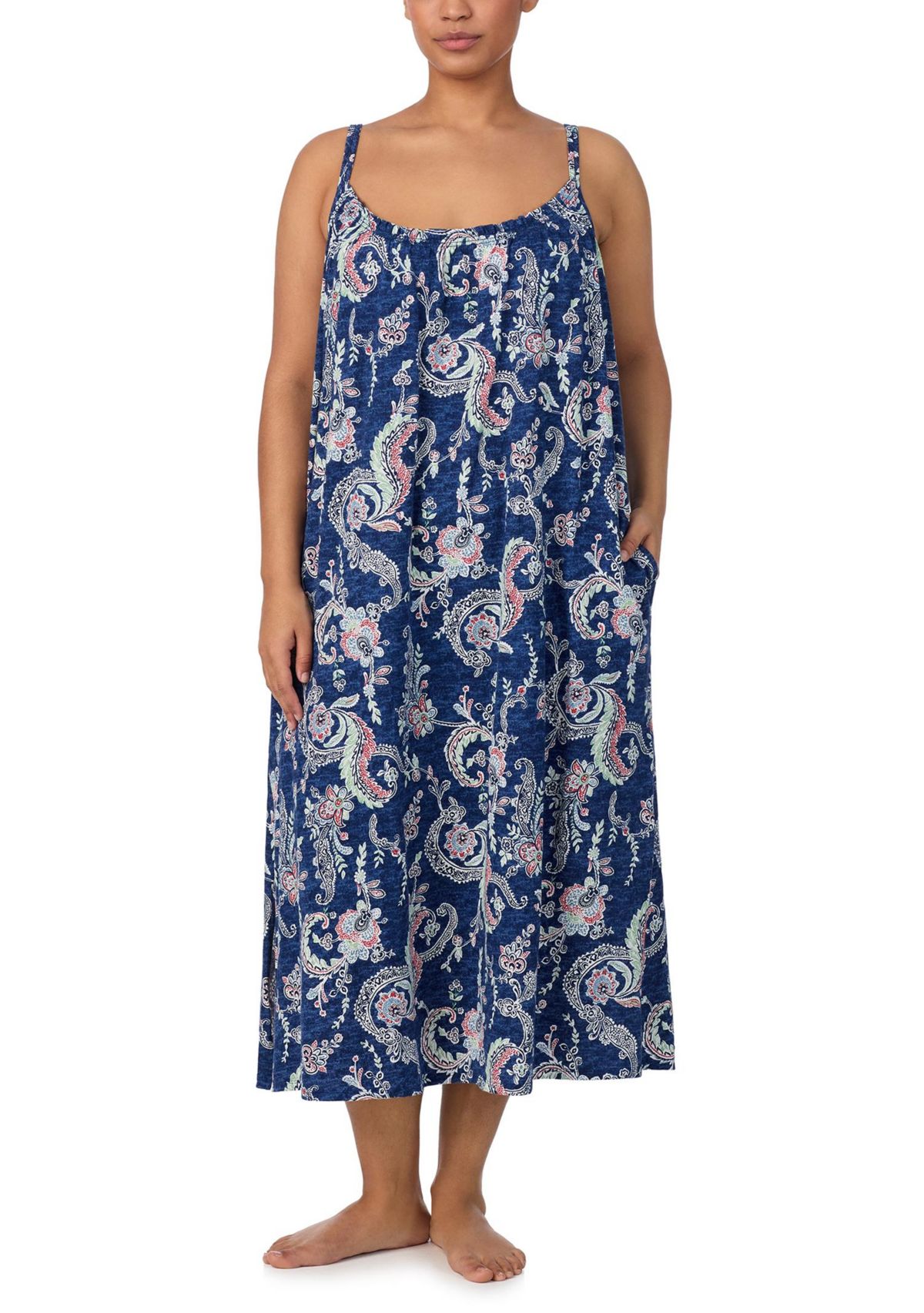 Plus Size Double Strap Ruffle Neck Ballet Gown