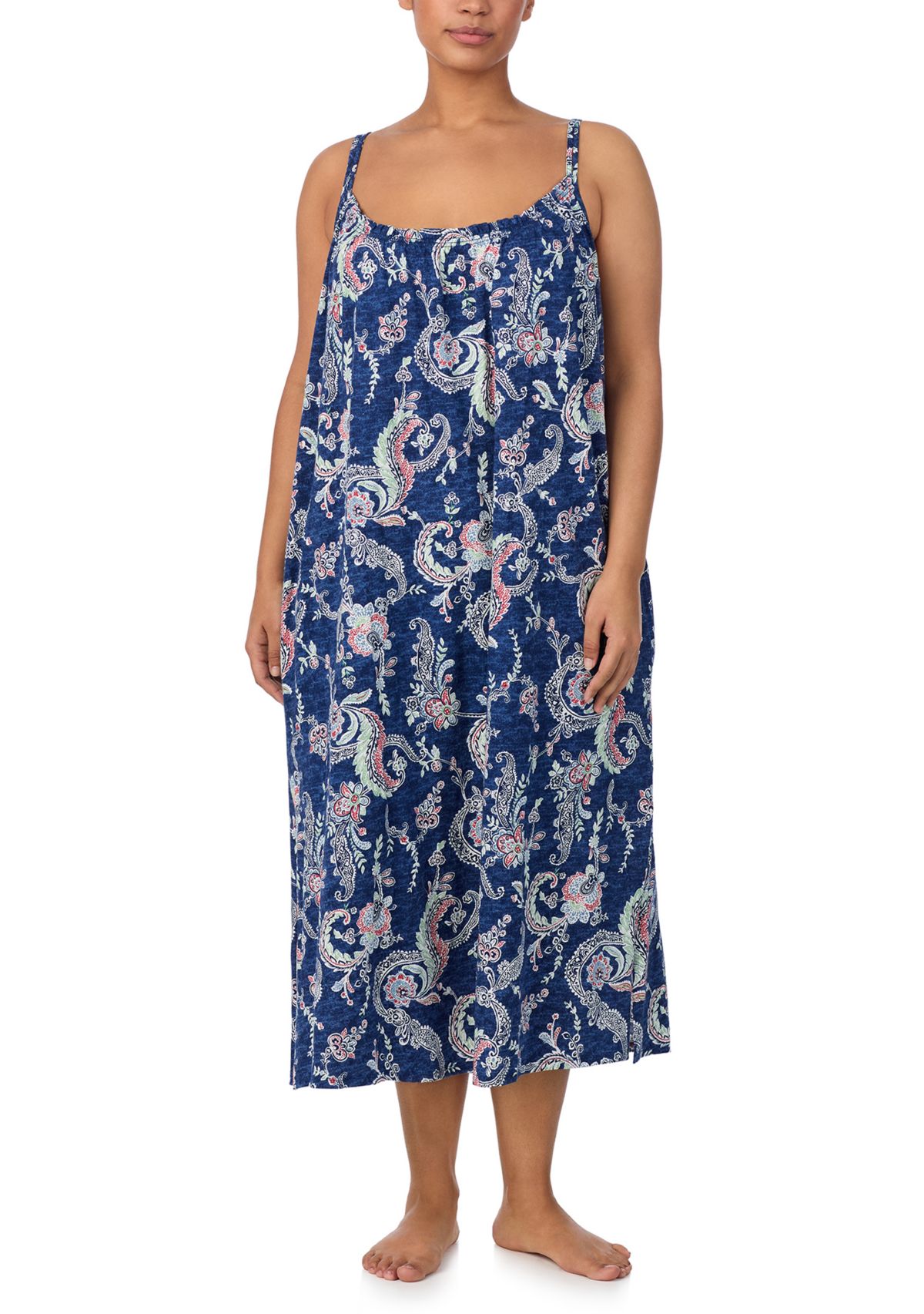 Plus Size Double Strap Ruffle Neck Ballet Gown