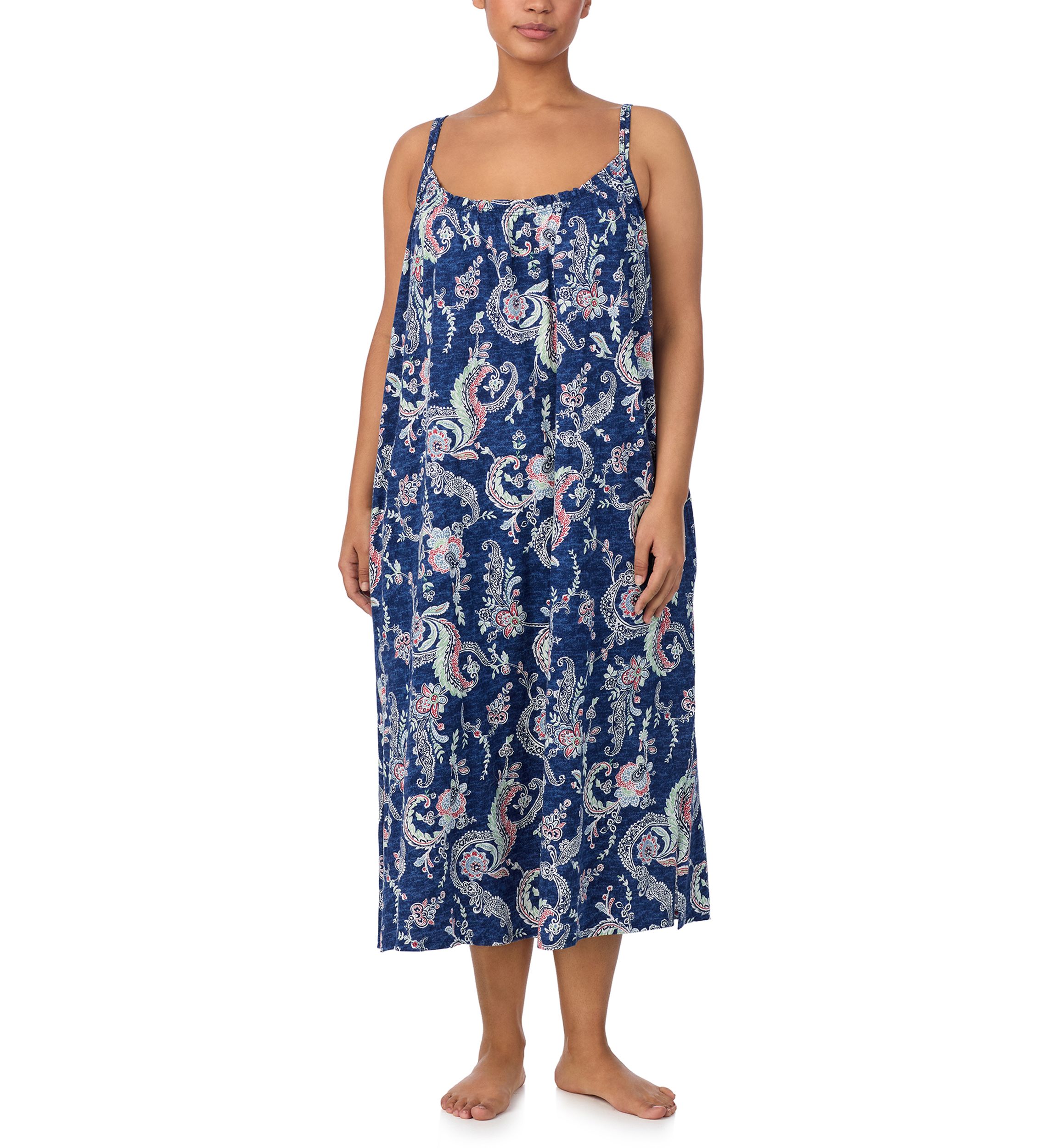 Plus Size Double Strap Ruffle Neck Ballet Gown