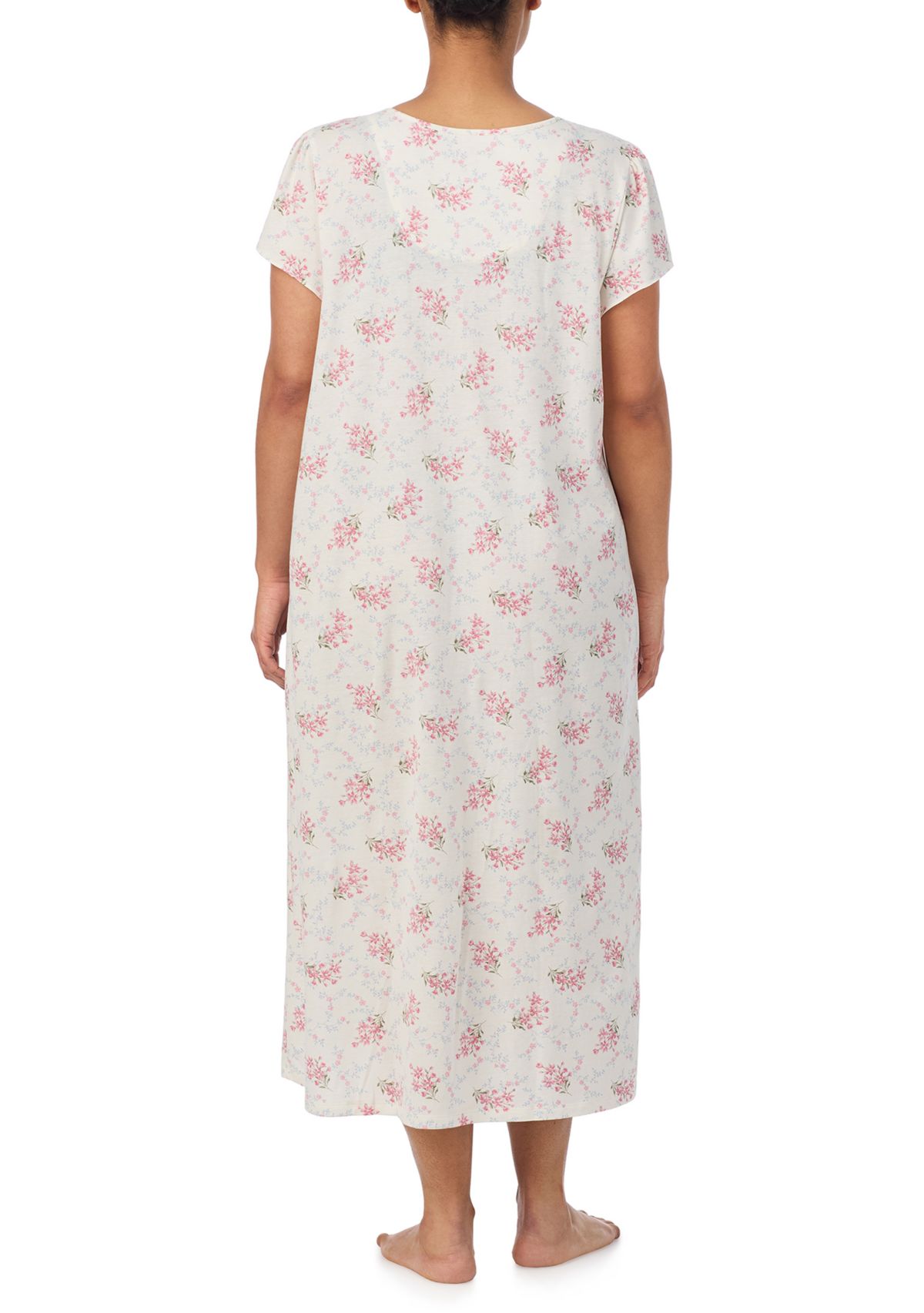 Plus Size Flutter Sleeve Midi Nightgown 