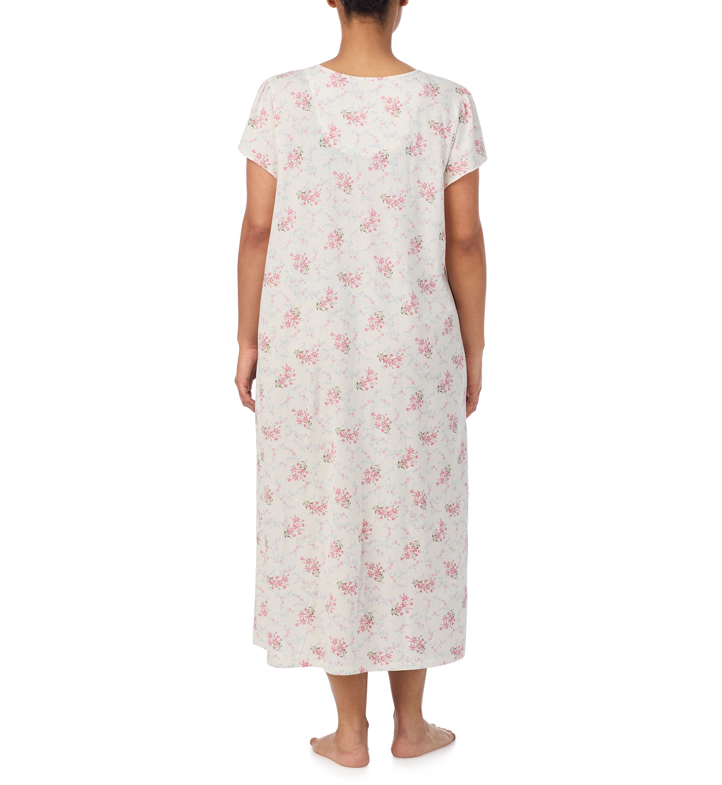 Plus Size Flutter Sleeve Midi Nightgown 