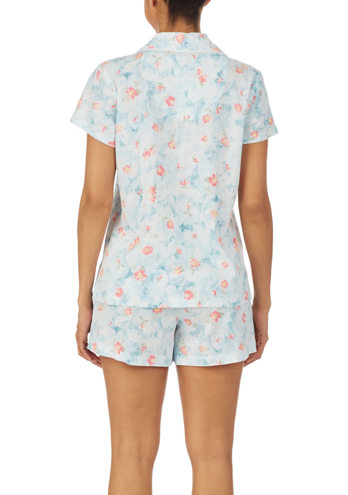 Womens Notch Collar Knit Boxer Pajama Set