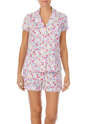 Lauren Ralph Lauren Short Sleeve Notch Collar Boxer Pajama Set | belk