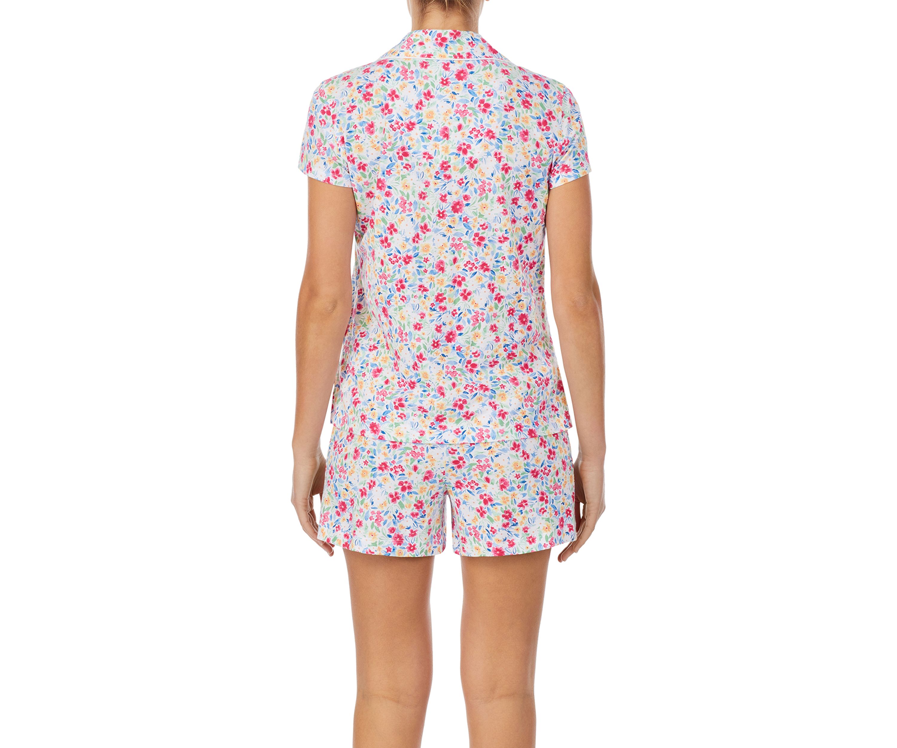 Short Sleeve Notch Collar Boxer Pajama Set