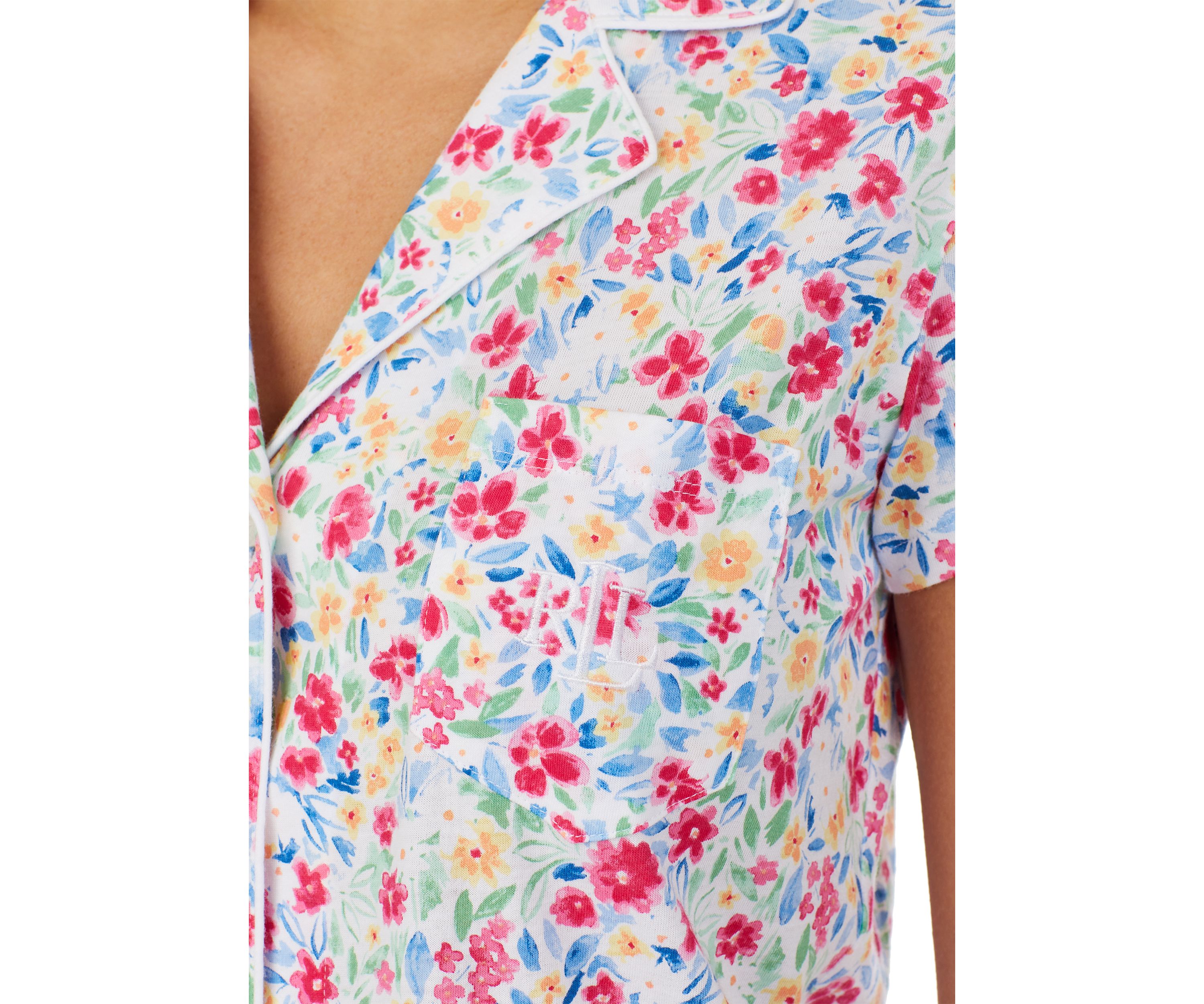 Short Sleeve Notch Collar Boxer Pajama Set