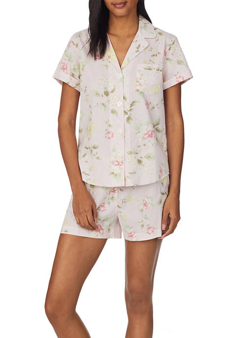 Lauren Ralph Lauren Short Sleeve Boxer Pajama Set