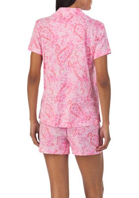 Short Sleeve Notch Collar Boxer Pajama Set