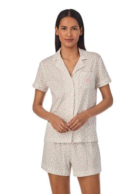 Short Sleeve Notch Collar Boxer Pajama Set