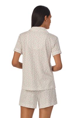 Short Sleeve Notch Collar Boxer Pajama Set