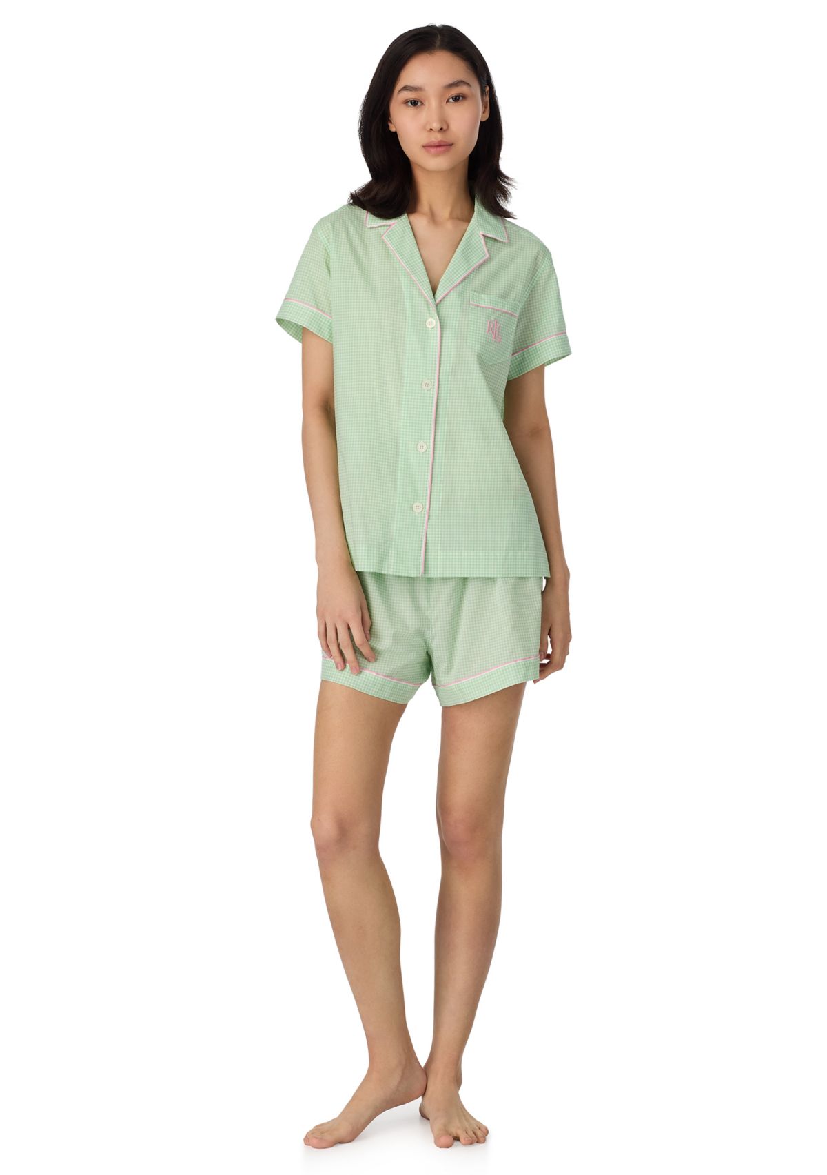 Short Sleeve Notch Collar Boxers Pajama Set