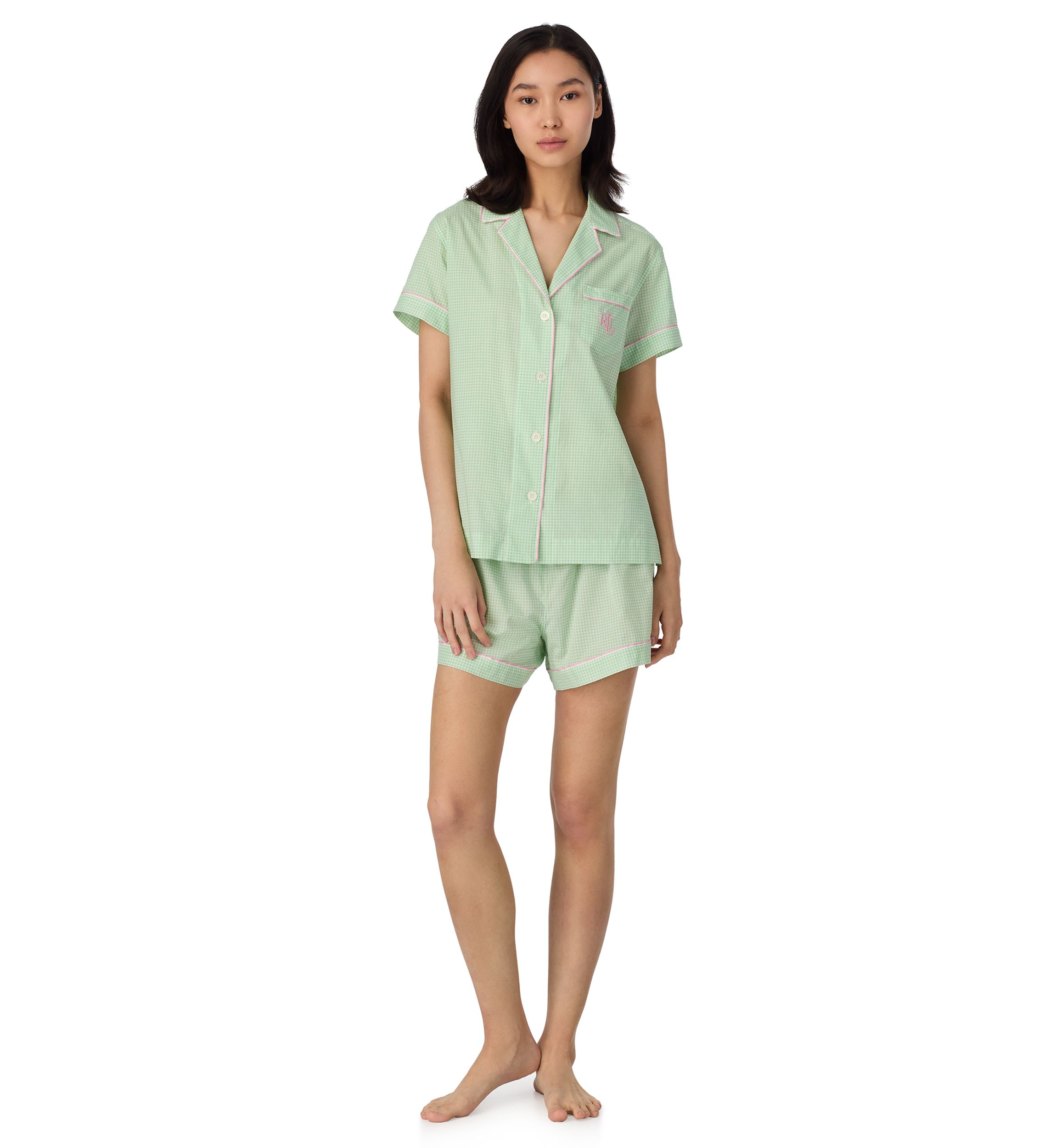 Short Sleeve Notch Collar Boxers Pajama Set