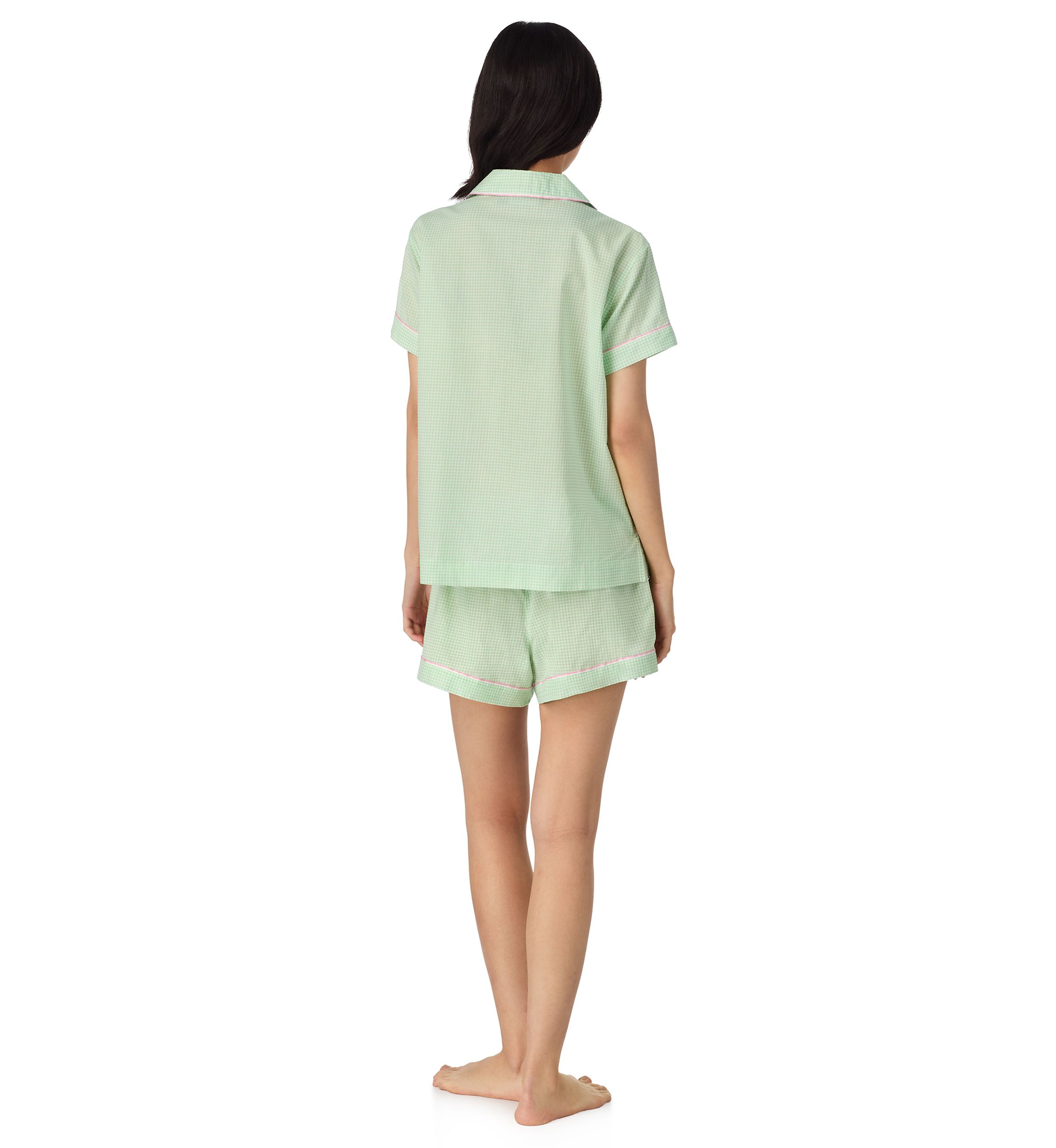 Short Sleeve Notch Collar Boxers Pajama Set