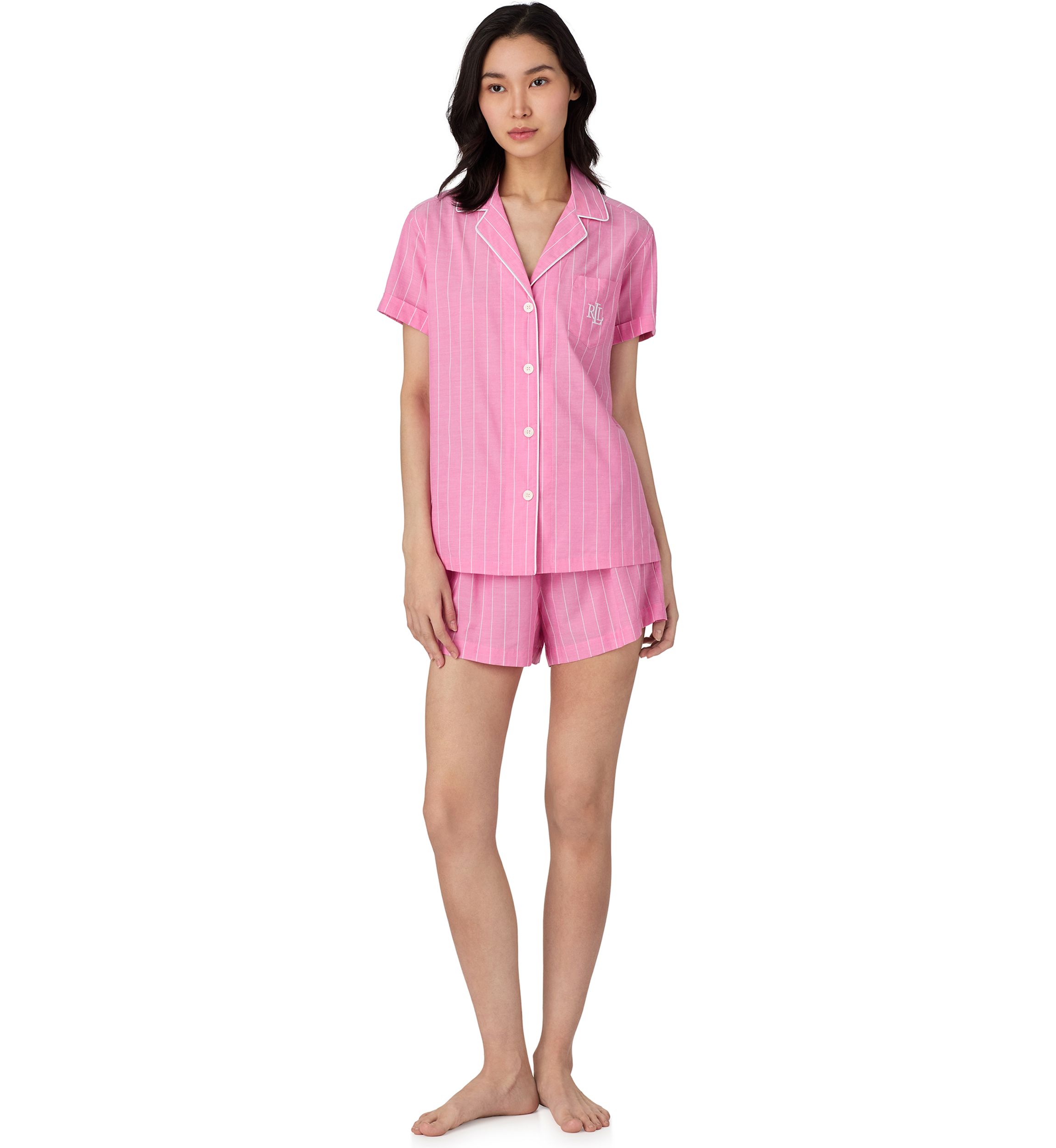Short Sleeve Notch Collar Boxer Pajama Set