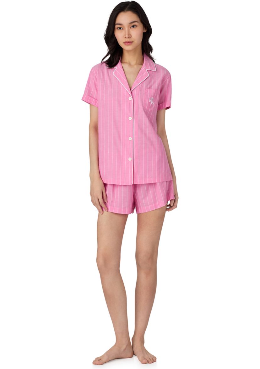 Short Sleeve Notch Collar Boxer Pajama Set