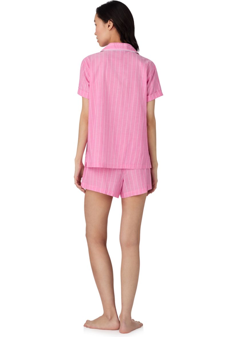 Short Sleeve Notch Collar Boxer Pajama Set