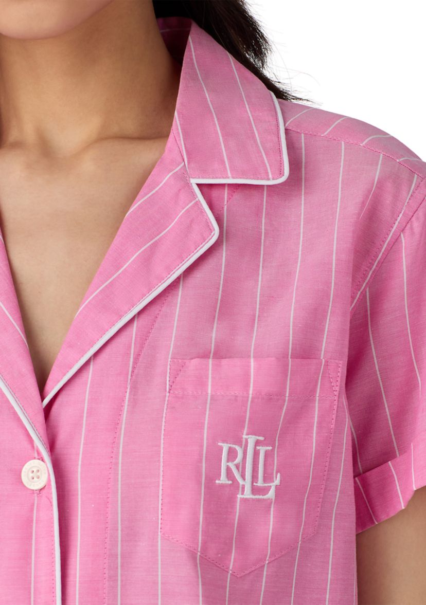 Short Sleeve Notch Collar Boxer Pajama Set