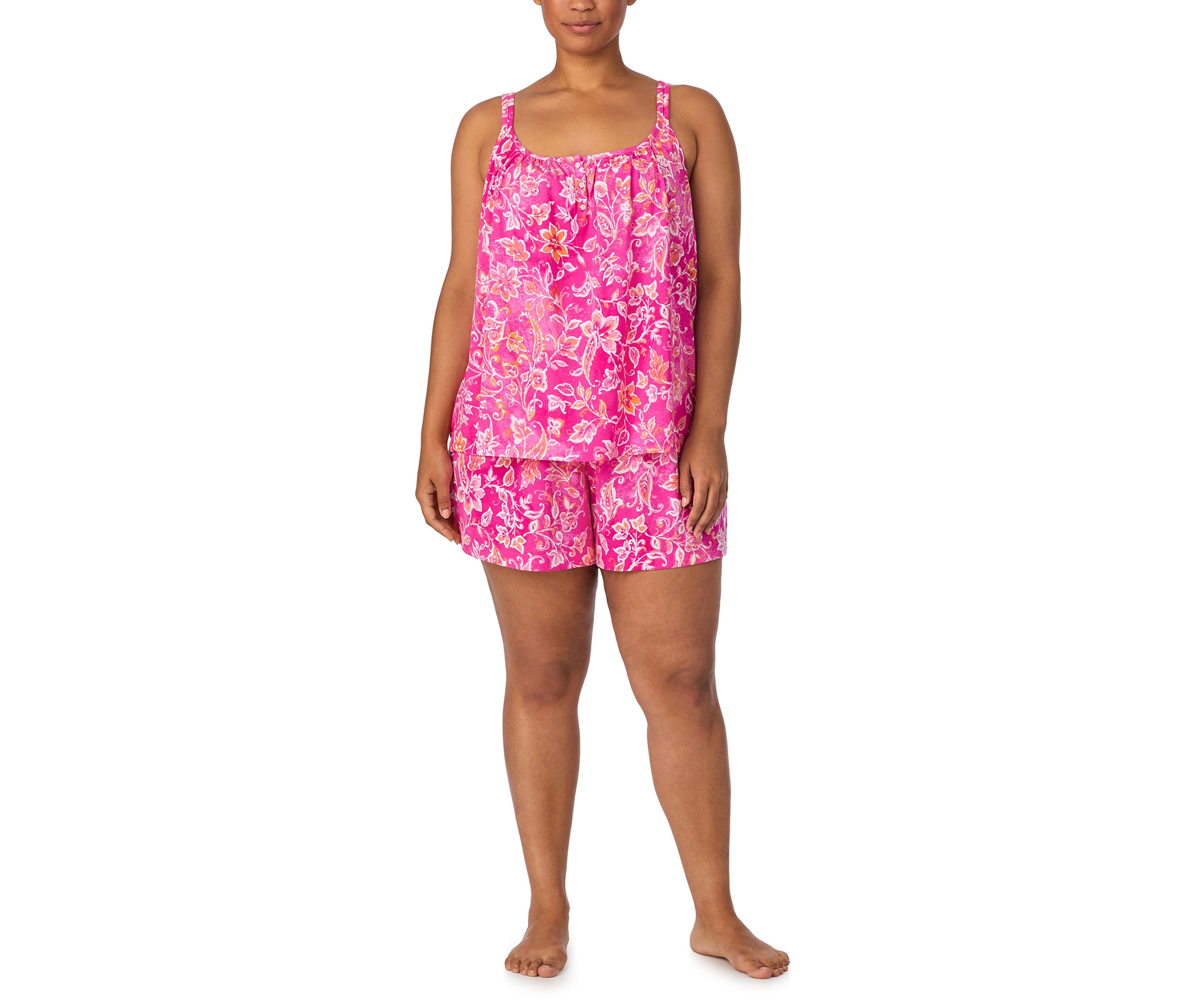  Plus Size Double Strap Boxer Pajama Set