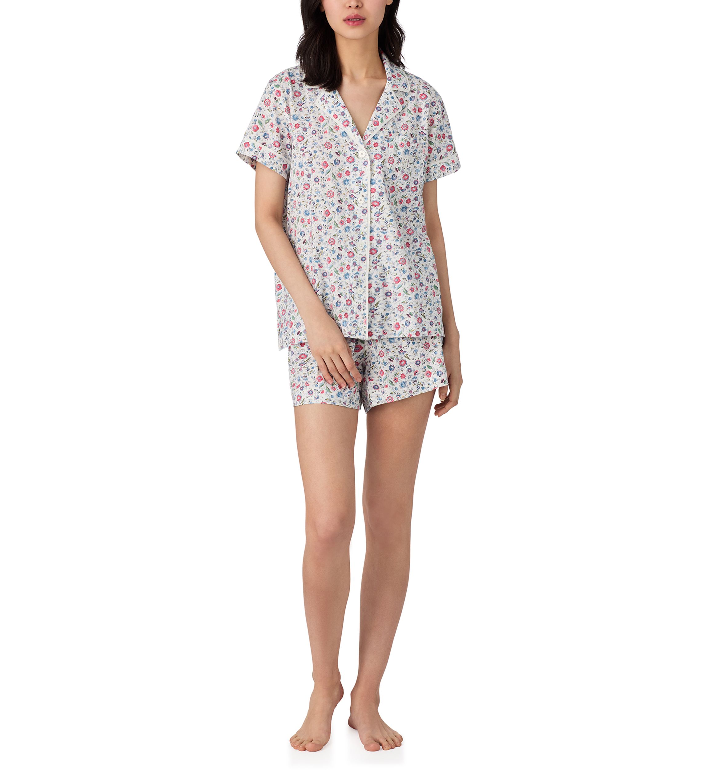  Short Sleeve Notch Collar Boxer Pajama Set
