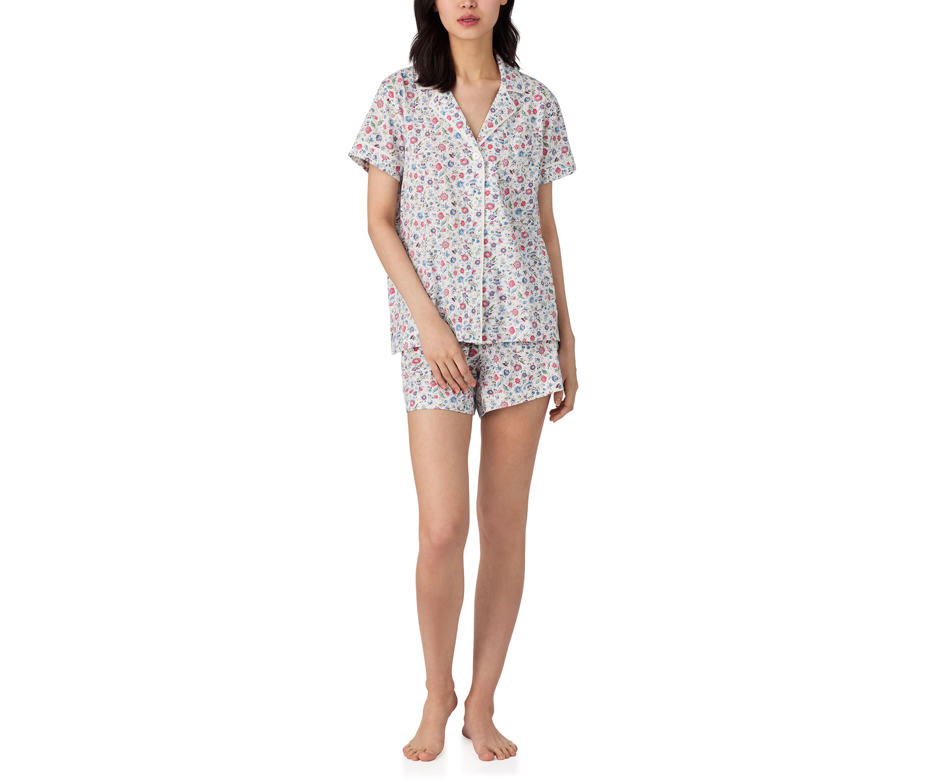  Short Sleeve Notch Collar Boxer Pajama Set