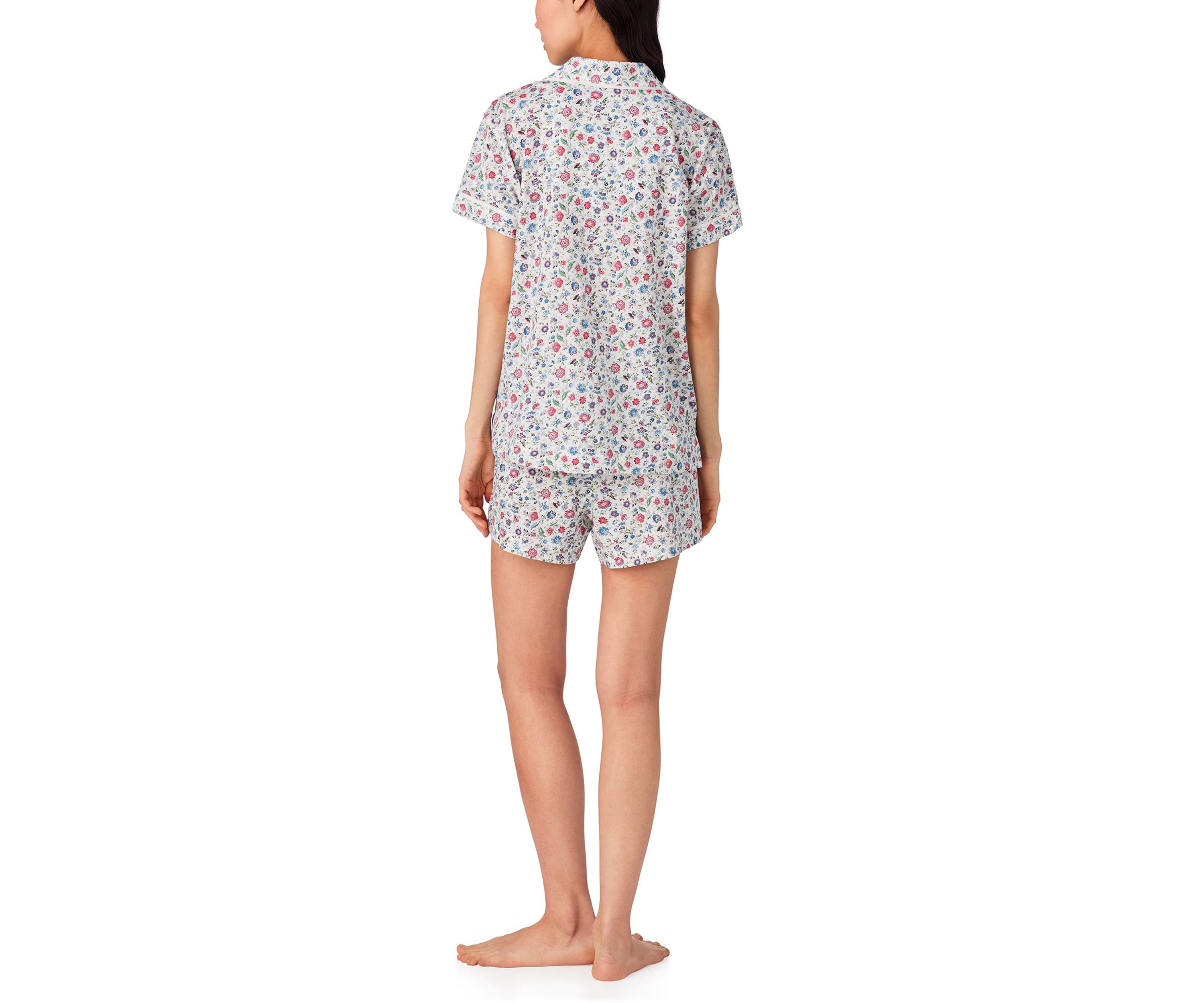  Short Sleeve Notch Collar Boxer Pajama Set