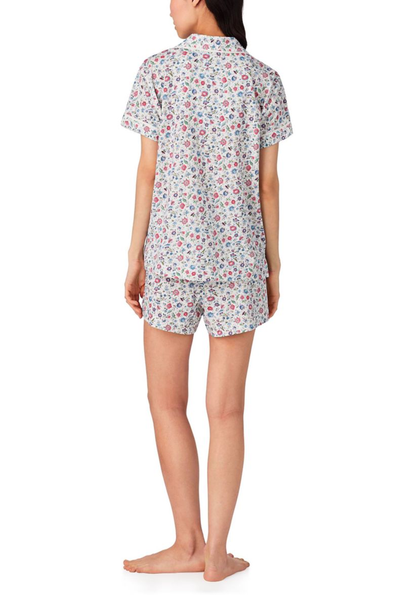  Short Sleeve Notch Collar Boxer Pajama Set