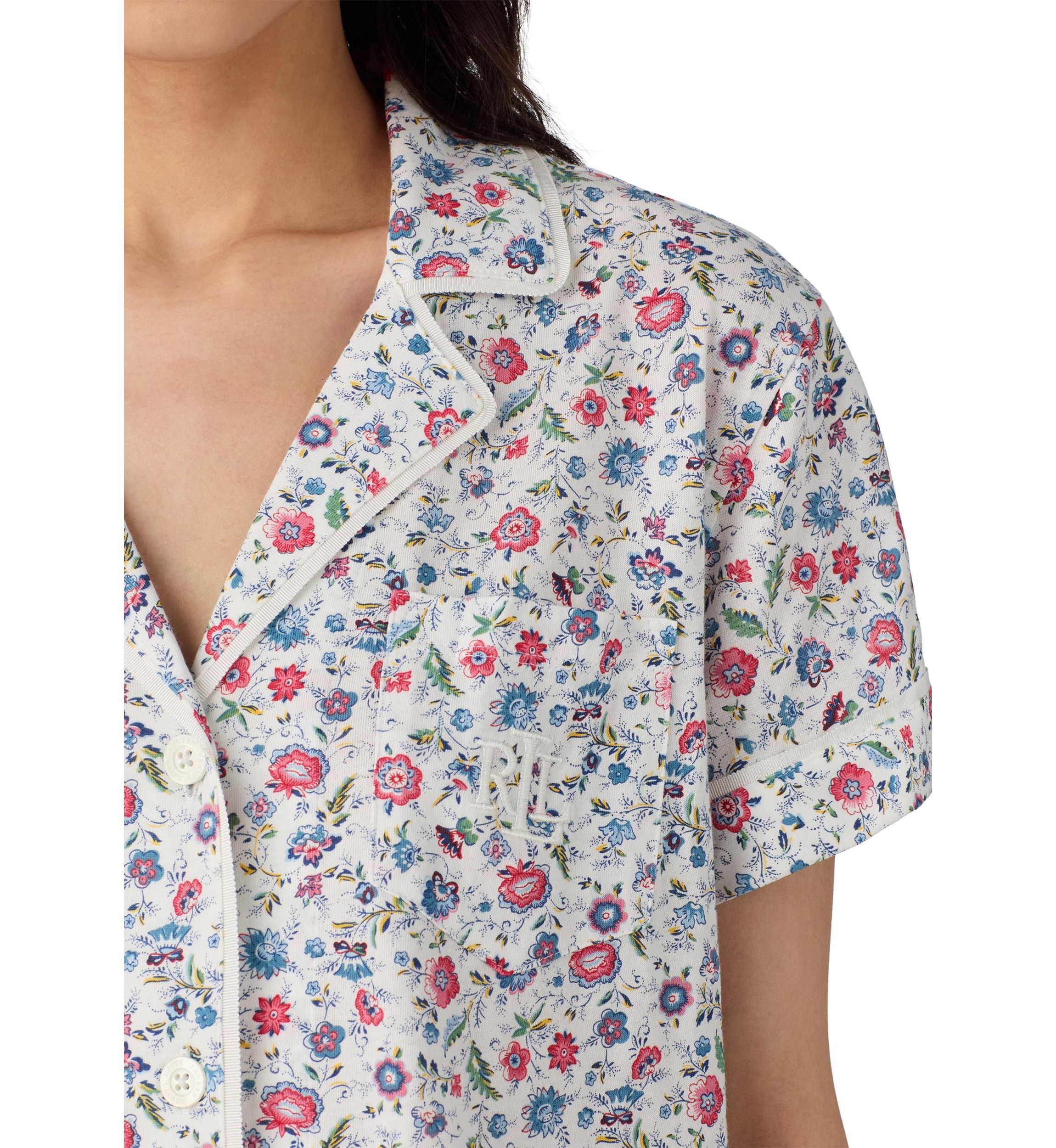  Short Sleeve Notch Collar Boxer Pajama Set