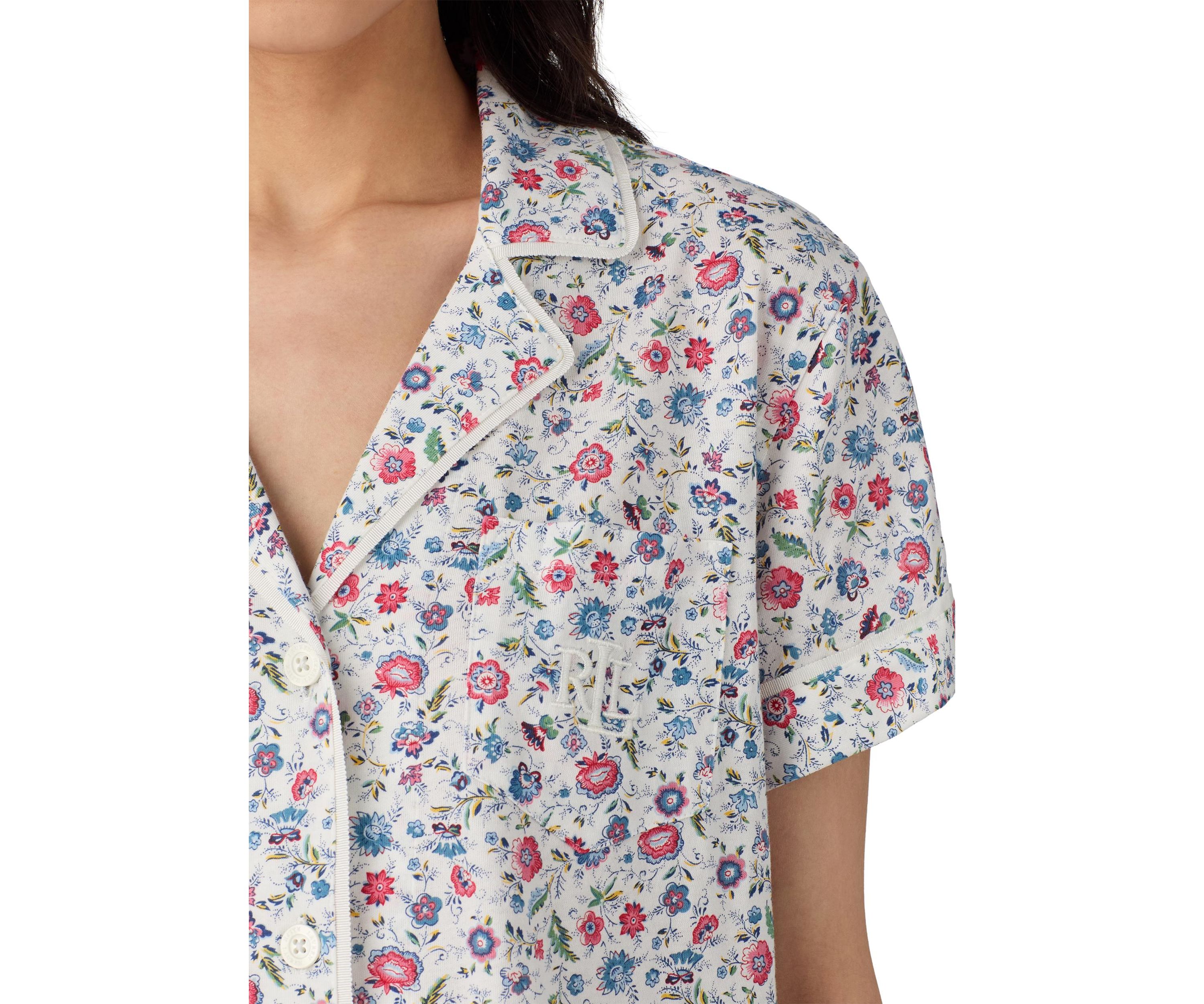  Short Sleeve Notch Collar Boxer Pajama Set