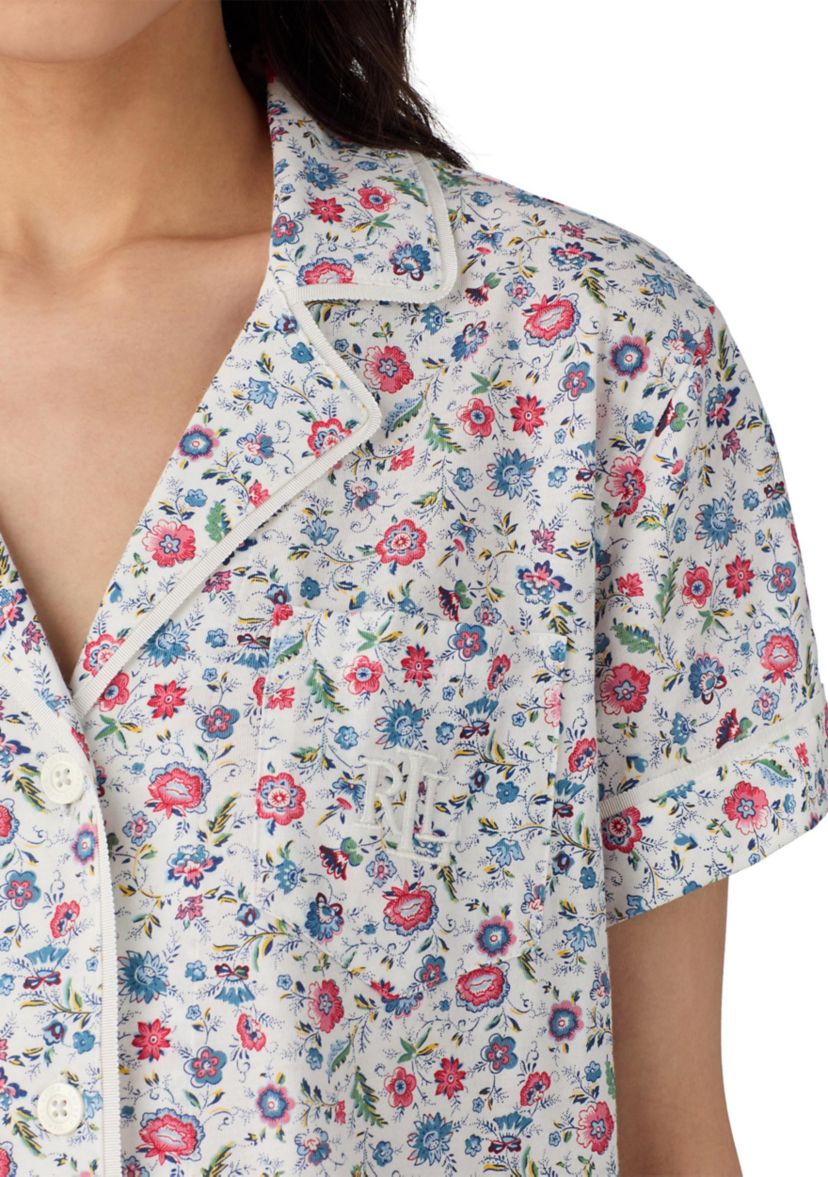 Short Sleeve Notch Collar Boxer Pajama Set